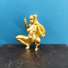 Asian Brass Hand Casting Mini Girl Statue Collectable Home Decoration 