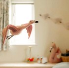 Pink Flamingo Felt Bird Mobile Nursery Nature Decor Static Wings Nepal Handmade