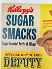 Vtg Kellogg s Sugar Smacks Cereal Front Factory Cut Guy Madison Andy Devine 1950