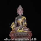 4 8  Od Chinese  Colored Glaze Gilt Buddhism Seat Medicine Buddha Flower Statue