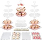 Pack Of 10 Cake Stand Set  With 3 X Two-tier And 3 X Three-tier Cupcake Stand   