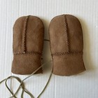 Baby Mittens Sheepskin String Chestnut Suede
