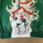 Ugly Christmas    sweater     Funny Cat Hoodie Sweatshirt Green Poly spandex  L xl