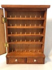 Vintage Handmade Spool Cabinet     Wood And Porcelain  2 Drawers  35 Spindles