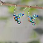 Colorful Hummingbird Necklace And Earrings Set Acrylic Pendant Jewelry For Women