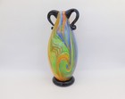 Colorful Swirl Murano Style Art Glass Vase Hand Blown