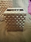 Vintage Vanity Gold Basket Weave Waste Basket And Tissue Cover Hollywood Regency
