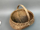 Vintage antique Primative Woven Splint Buttock Bottom Egg Basket 16  X 13  X 12 