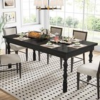  62    Wood Dining Table For 4-6 People  Farmhouse Large Rectangle Kitchen 