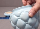 Antique Vintage Consolidated Glass Victorian Blue Quilted Lidded Biscuit Jar
