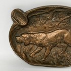 Vintage Metal Brass Lab Pointer Dog Ashtray Tobacco Cigar Cigarette Heavy