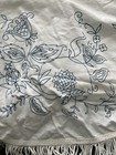 Vtg Stamped Tablecloth To Embroider Fringed Round Table Cover Needlework