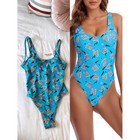 Miaulia One Piece Swimsuit Women Retro 80s Geometric Size S Teal Barbie