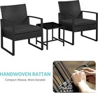 3 Pieces Rattan Bistro Set Outdoor Wicker Patio Modern Conversation Furniture
