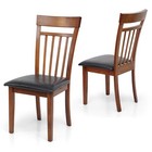 Set Of 4 Warm Dining Room Solid Wood Side Chairs   Medium Brown Color pu Leather