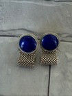 Vtg Unsigned Blue Mesh Cuff Links