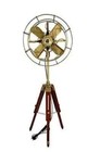 Antique Brass Golden Nautical Adjustable Hight Vintage Look Tripod Table Fan
