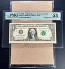 1995  1 Federal Reserve Note New York  cutting Error  Pmg 53 - Au Comment