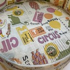 Vintage Childs Vinyl Booster Seat Yellow Orange Mcm Retro Toddler Chair Circus