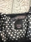 Victoria s Secret Black White Print Lace Trim Babydoll Chemise Size M Ribbon Tie