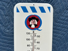 Original Quaker Oats Ful O Pep Feeds Painted Metal Thermometer Sign