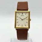 Seiko Authentic Antique Square Men Wristwatch Quartz Gold Timepiece Vintage