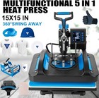 15 x15  5 In 1 Heat Press Machine Transfer Sublimation T-shirt Mug Hat Plate