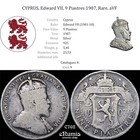 Cyprus  Edward Vii  9 Piastres 1907  Rare  Avf