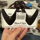Shoe Bow Clips White Sequin Vintage Nos