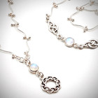 Vintage 925 Sterling Silver Rainbow Moonstone Necklace  Bracelet   Earrings Set