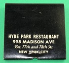 Vintage Hyde Park Restaurant Manhattan Nyc Matchbook Full Lion