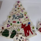 Vintage Lot Of 4 Handmade Christmas Tree Tabletop Decor Felt Beaded Applique