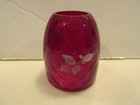 Fenton Red Fairy Lamp Top Signed White Rose Hand Painted
