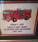 Hand Embroidered Cross Plains Wi Volunteer Firefighter Framed Retirement Plaque