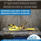 Usa 2 Pack 3  X 30  Ratchet Tie Down Strap W chain Extension Wll 5400 Lbs Yellow