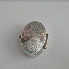  Antique Silver Oval Pill Box Engraved Scrollwork Snuff Trinket Case Pocket 7 1g
