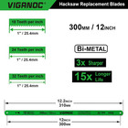 12  Hacksaw Replacement Blades Set  Bi-metal High Speed Steel Hack Saw Blade Set