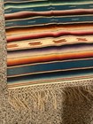 Vintage Mexican Serape Wool  Blanket Style Table Runner Native Design 39x17
