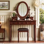Vanity Desk Mirror Vintage Vanity Makeup Table And Cushioned Stool Set