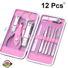 12pcs Stainless Steel Manicure Pedicure Kit Premium Nail Clippers Nail File Cuti