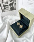 Vc   Arpels Vintage Alhambra Earrings Guilloche 18k Yellow Gold Clover