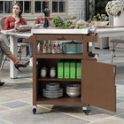 Outdoor Movable Grill Cart Storage Cabinet Kitchen Food Prep Trolley Patio Table