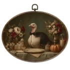 Vintage Turkey Thanksgiving Oval Framed Wall Art Vintage Turkey