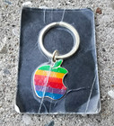 Apple Computer Vintage 1980s Rainbow Logo Keychain Metal Enamel New Sealed Nos