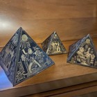 Vintage Antique Solid Bronze Brass Metal Egyptian Hieroglyphs Pyramid