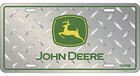 John Deere Silver License Plate Green   Yellow Logo 12  X 6    Tractor New
