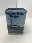 Vintage Mackinac Bridge Souvenir Tin Bank   Mug Michigan Very Nice