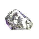 Crystal Art Glass Unicorn   Mermaid Figurine 7  Mythical Scene Etched Fantasy
