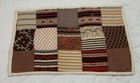 Antique Vintage Patchwork Quilt Table Topper  9 Patch  Brown Early Calico Print