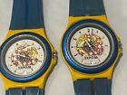 Vtg Expo    86 Watch   s By Swatch Swiss Made  Blue   Yellow Vancouver